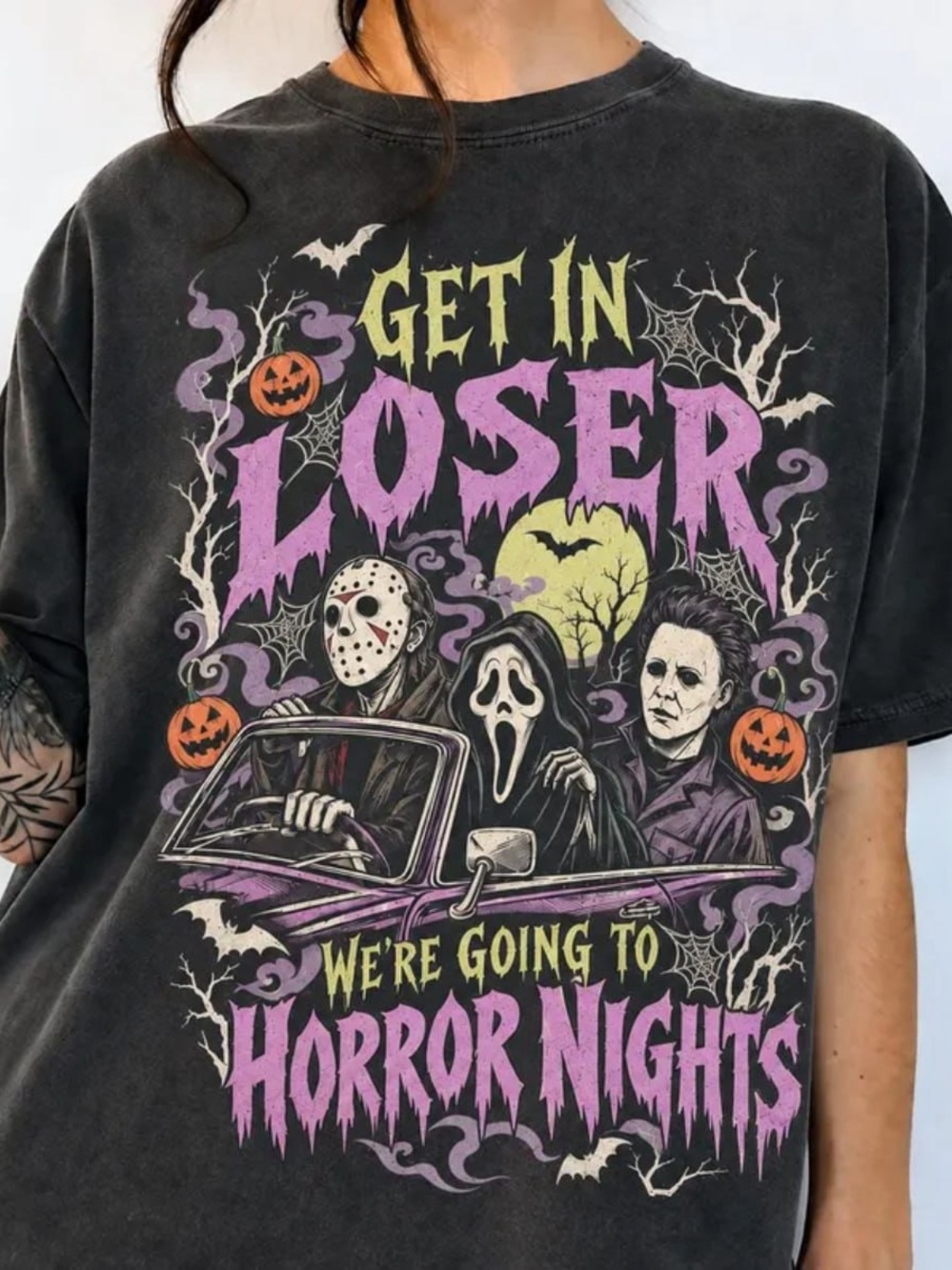 Comfort Colors Pepper Get In Loser Horror Nights Graphic Tee